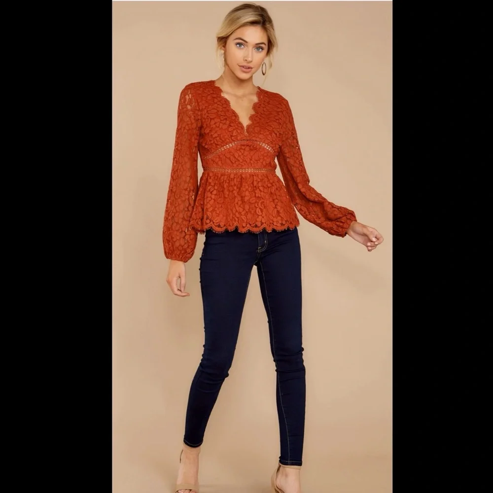 NWT: endless rose burnt orange lace top - Picture 1 of 5